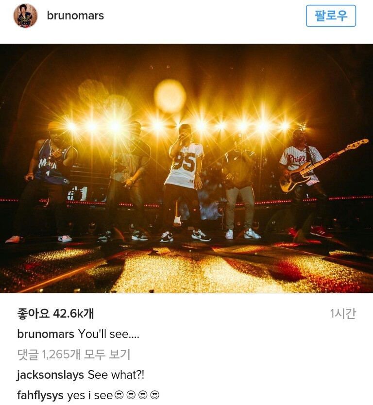 브루노 마스 인스타(컴백예고??) | 인스티즈