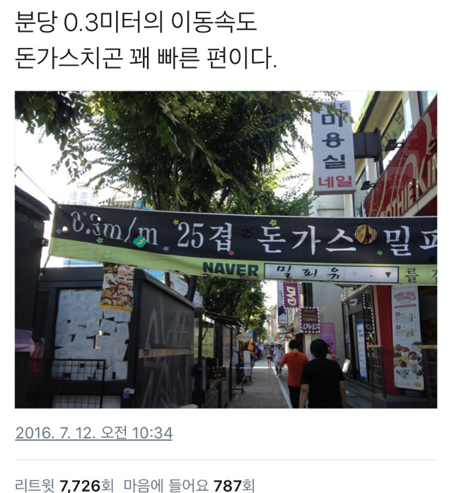 분당 0.3미터로 이동하는 돈가스 | 인스티즈