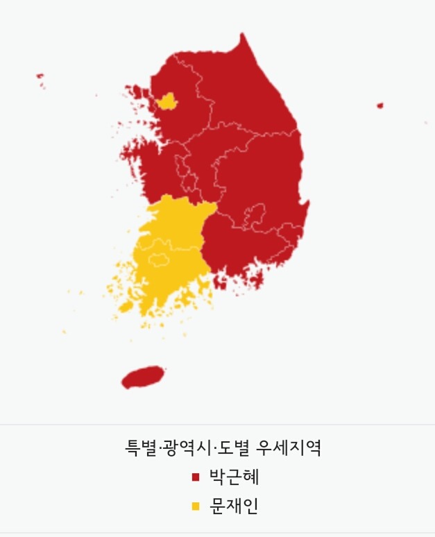 역대 대선 지역별 우세 | 인스티즈
