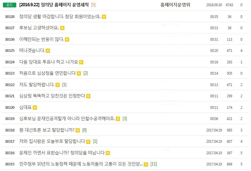 대선토론회 끝나고 정의당 당원게시판 상황 | 인스티즈
