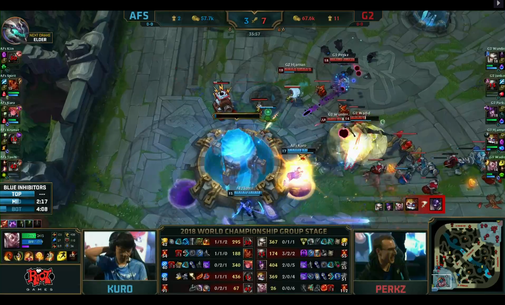 [LOL] 2018 롤드컵 그룹 스테이지 / 대회 첫날 4경기,"AFS(한국) vs G2(유럽)"- 경기결과 | 인스티즈