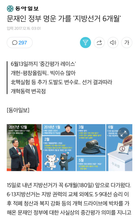 문재인 정부 명운 가를 지방선거 6개월 | 인스티즈