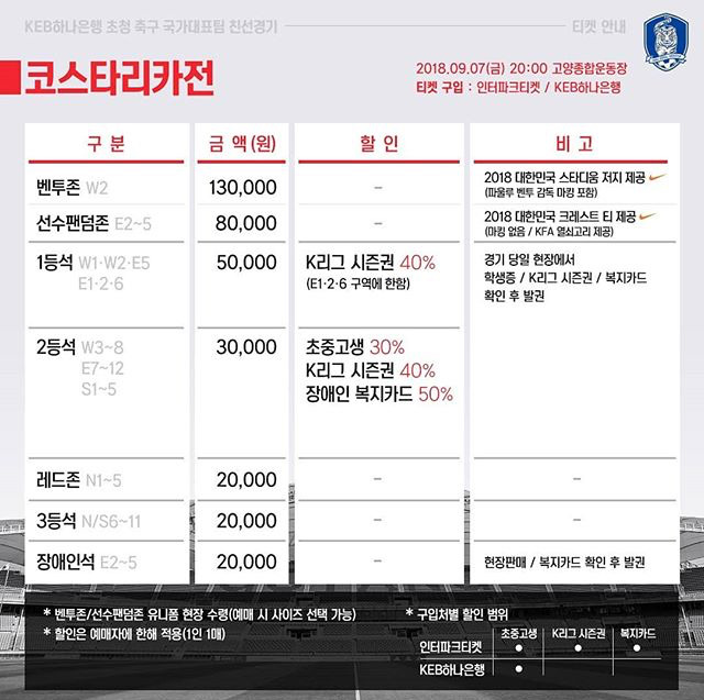 코스타리카전 티켓 오픈 | 인스티즈