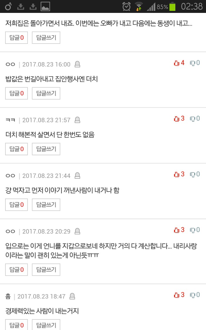 친 자매 형제있는분들 식사비용 보통더치페이 하나요? | 인스티즈